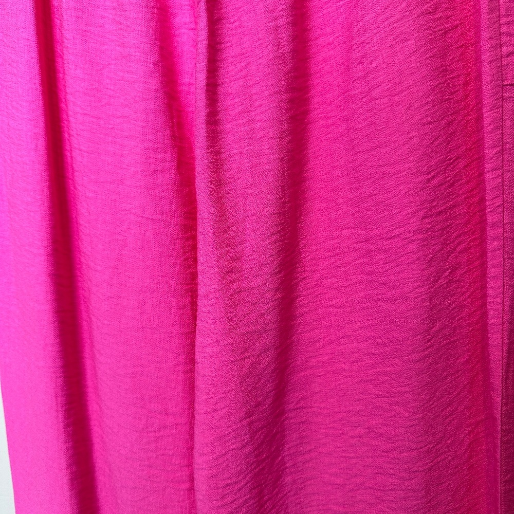HG Barbie Pink Elastic Pull On Hip Pockets Wide Leg Lightweight Barbiecore Pants - Picture 7 of 12